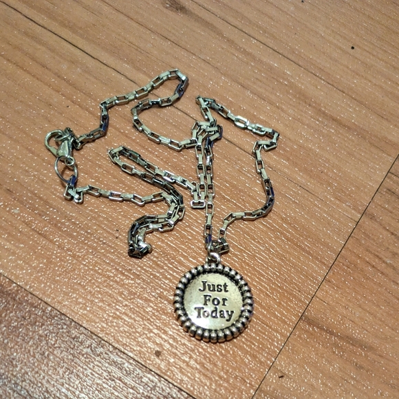 Narcotics Anonymous NA Just for Today Necklace on 18" Box Chain. Handmade. New - Picture 3 of 4
